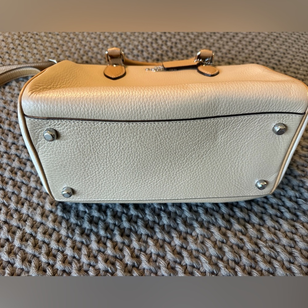 Coach Pebbled Leather Rowan Satchel in Taupe/Beige - Picture 3 of 12